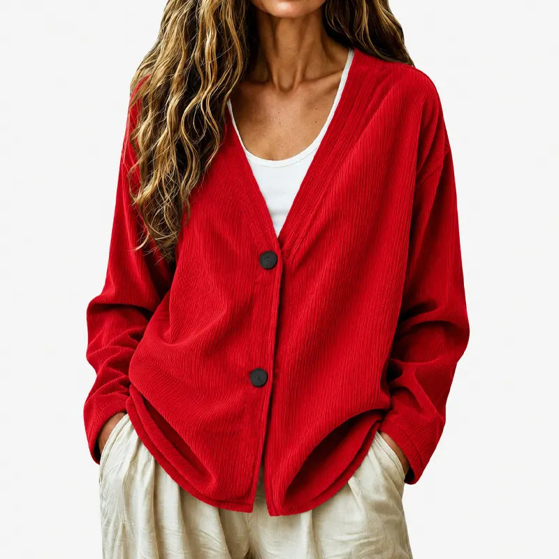 Priscilla - Dames cardigan met V-hals en ruime pasvorm