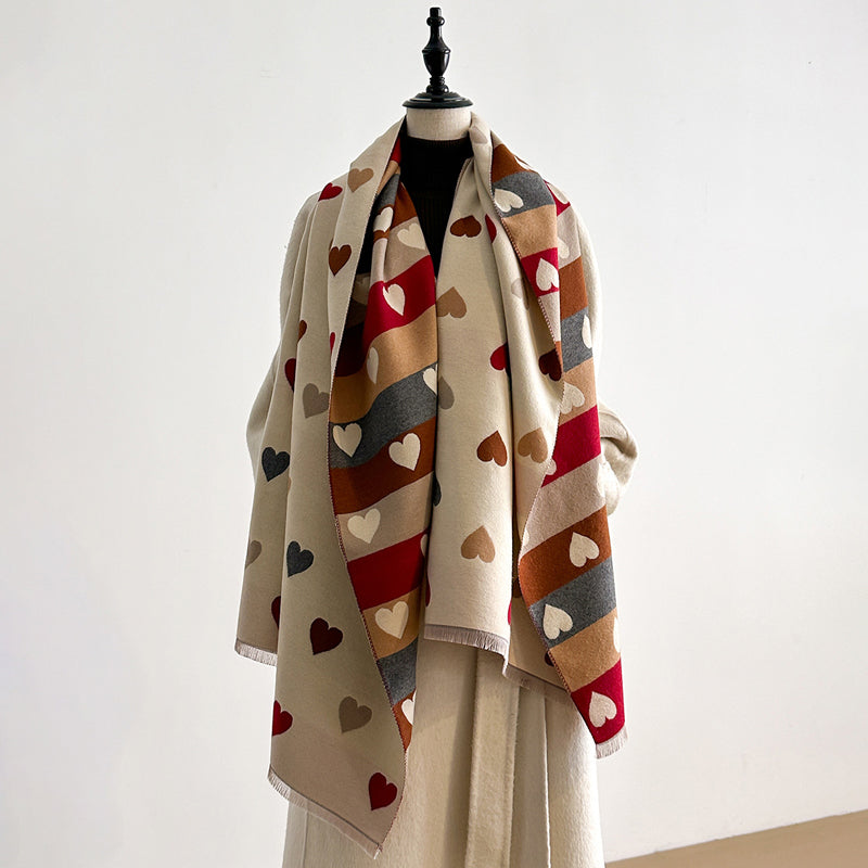 Corentine - Casual dames sjaal met hartprint