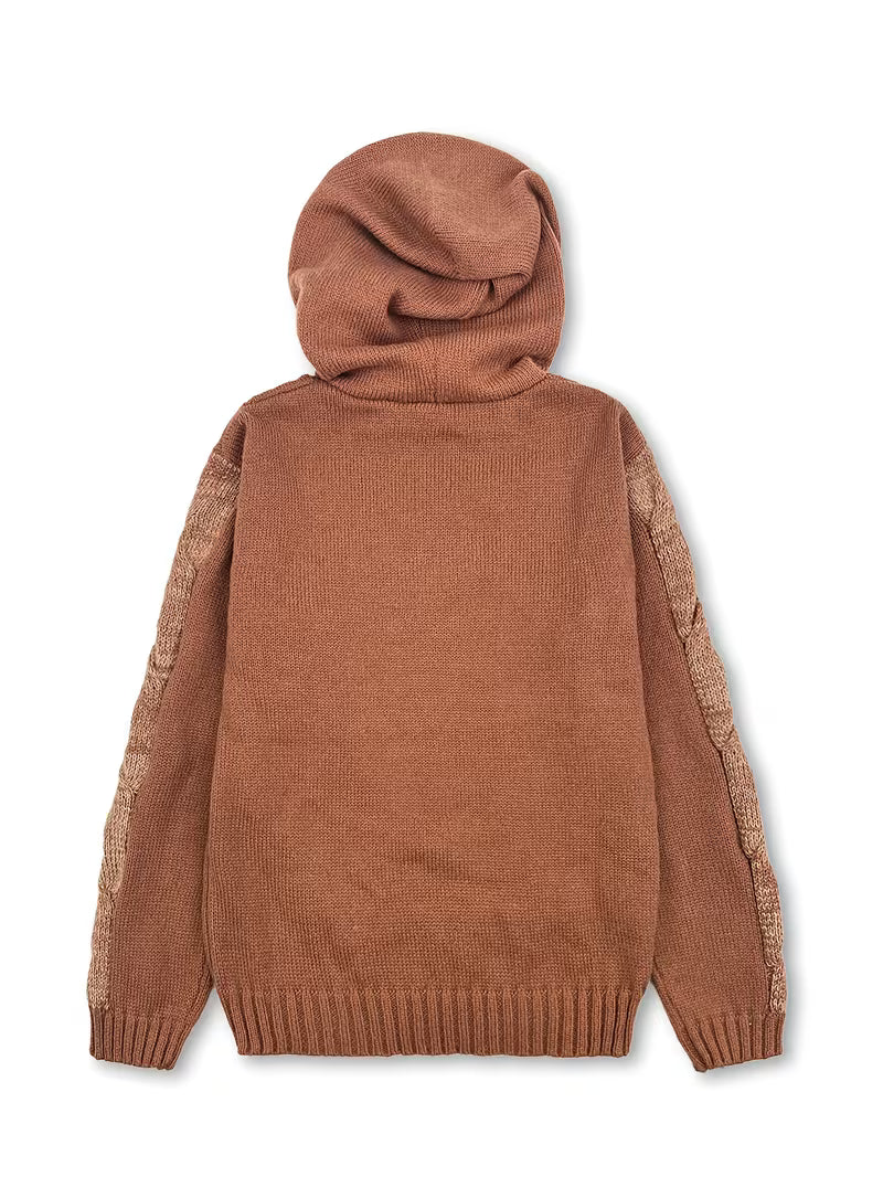 Helmira - Gebreide Hoodie met Vlechtpatroon
