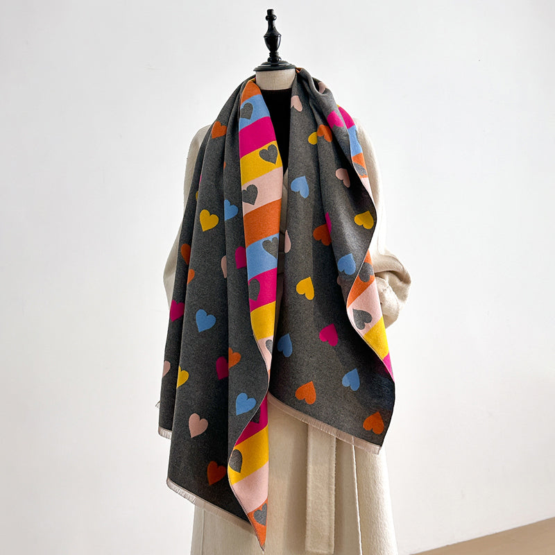 Corentine - Casual dames sjaal met hartprint