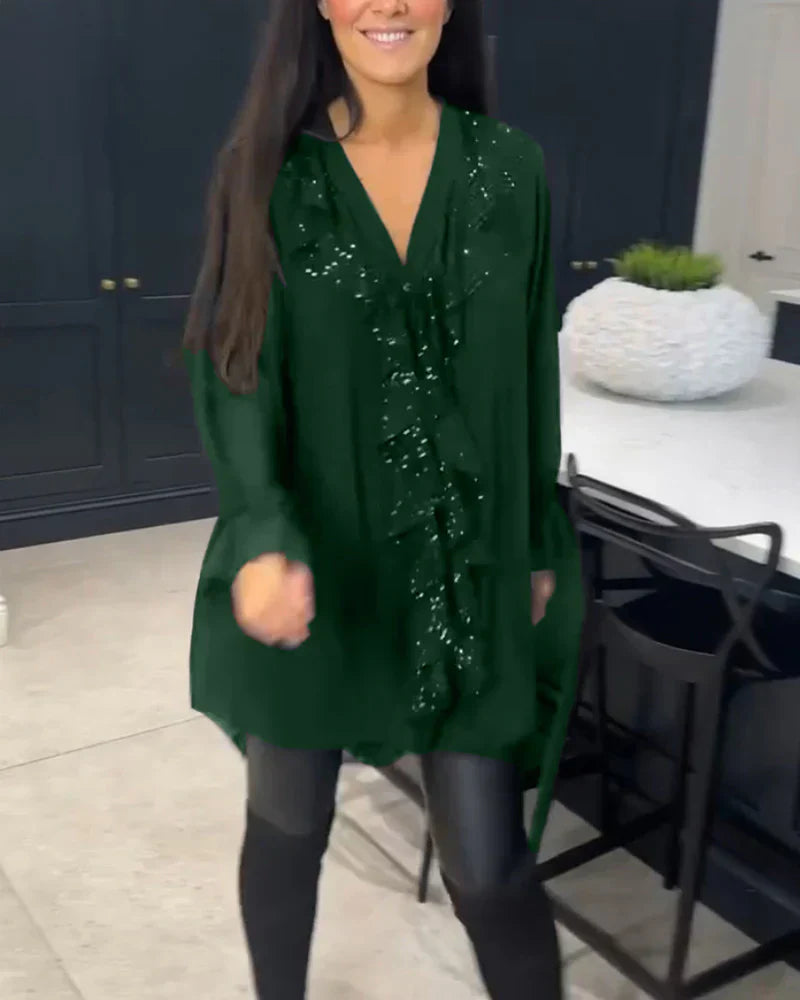 Tharalyn - Elegante Blouse met Vloeiende Volants