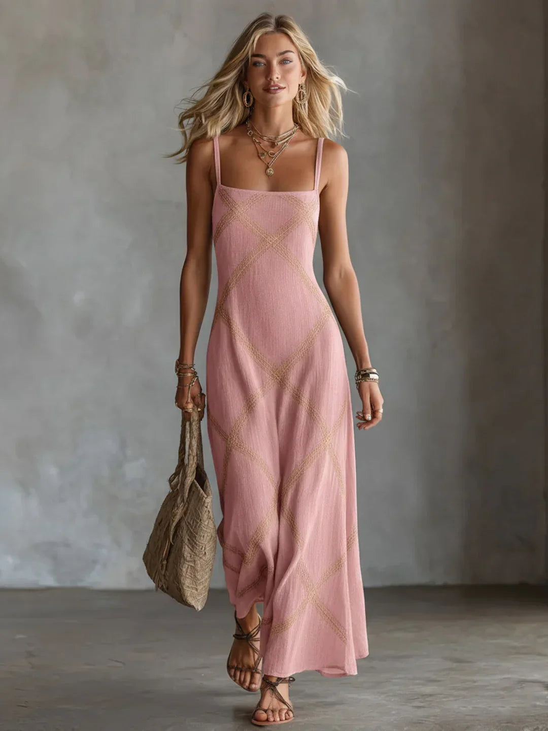 Caelia - Lange bohemian jurk voor dames zonder mouwen