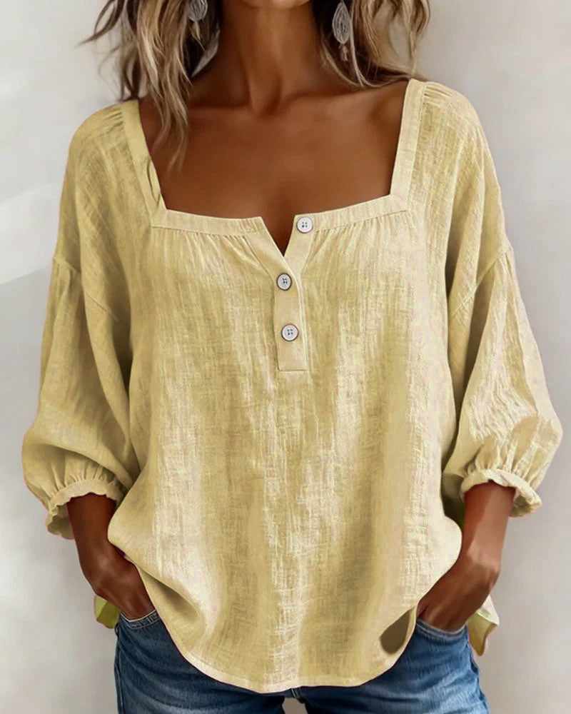 Glyressa - Elegante Damesblouse met Vierkante Hals