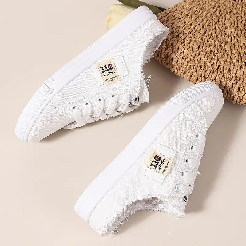 Cyrelia - Trendy en comfortabele platte veterschoenen van canvas die overal bij passen