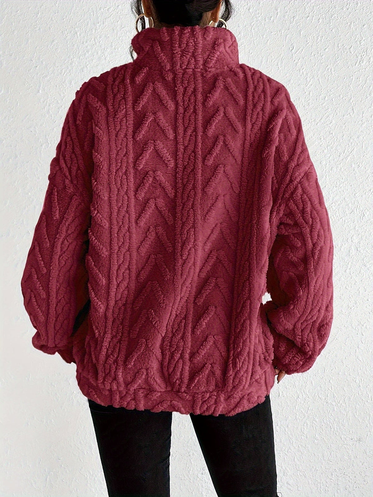 Claudette - Luxe Sweatshirt met Fleece en Kabeltricot