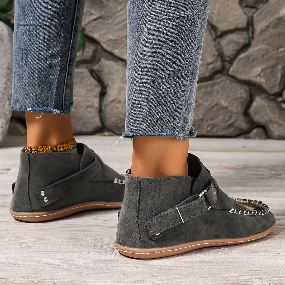 Annefleur - Dames instap mocassins met kattenprint