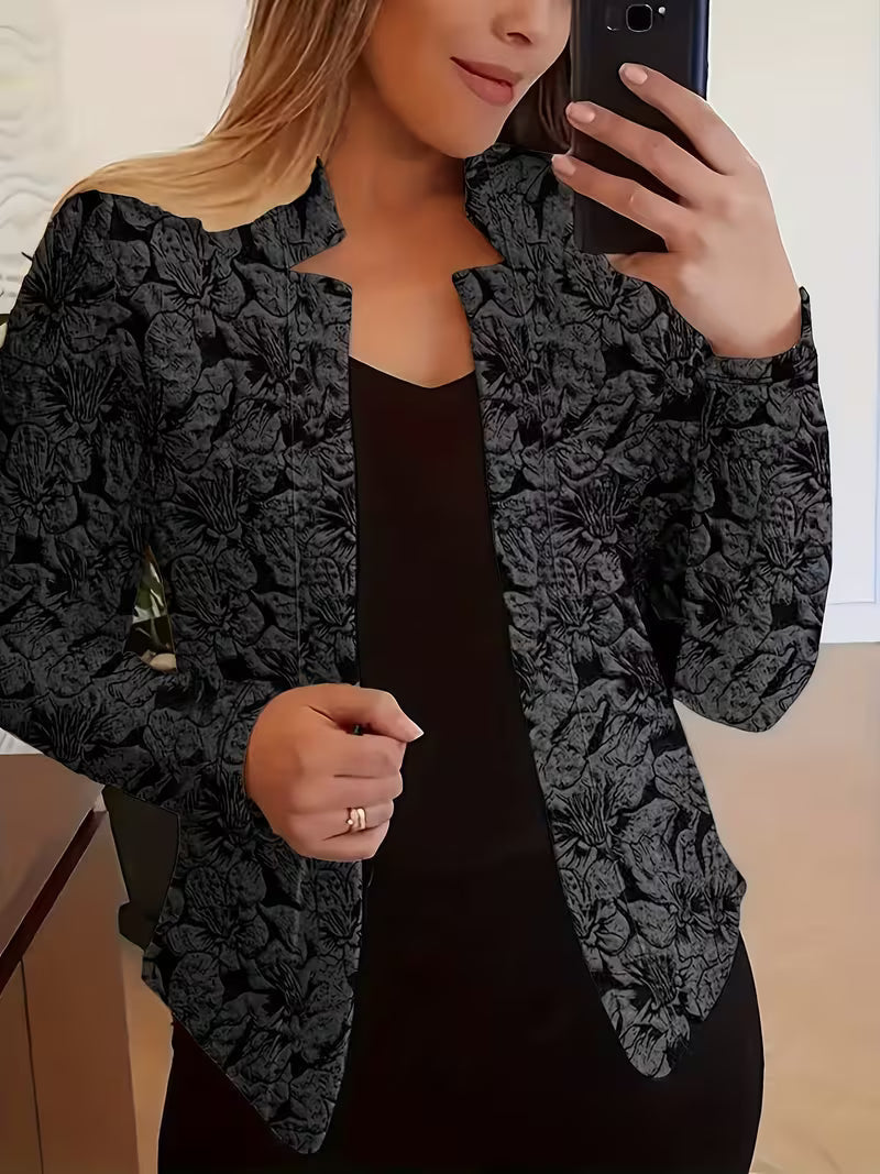Mylène - Damesblazer met bloemenprint, gestructureerde kraag en lange mouwen