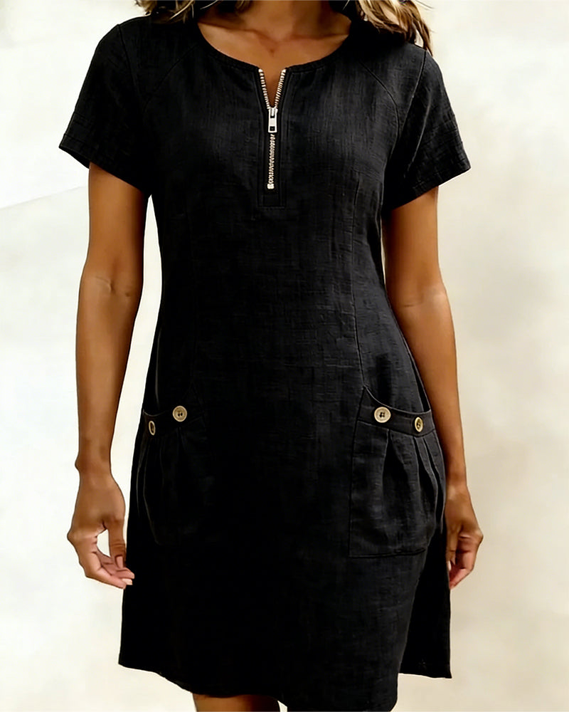 Alythessa - Elegante korte jurk voor dames met comfortabele zakken