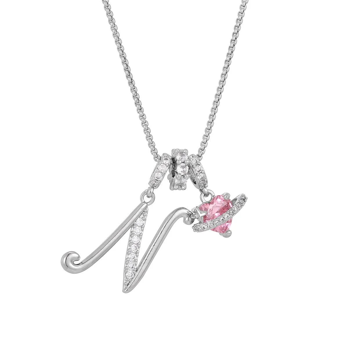 Carmelle - Initialen Ketting Met Roze Hartje