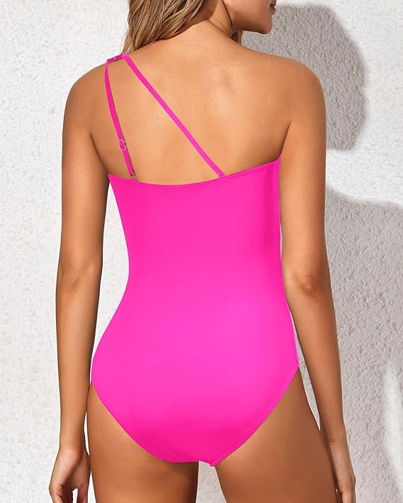 Zenia - Getailleerde one-shoulder badpak
