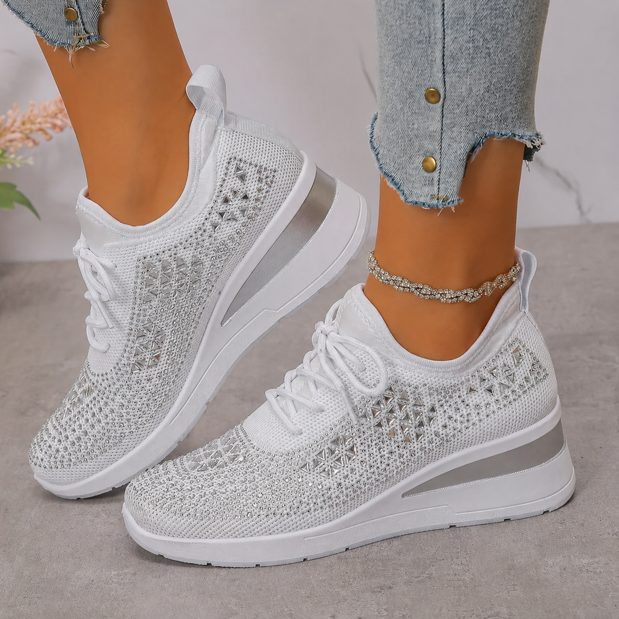 Esmeralda - Dames sneakers met comfortabele hak en ademend mesh