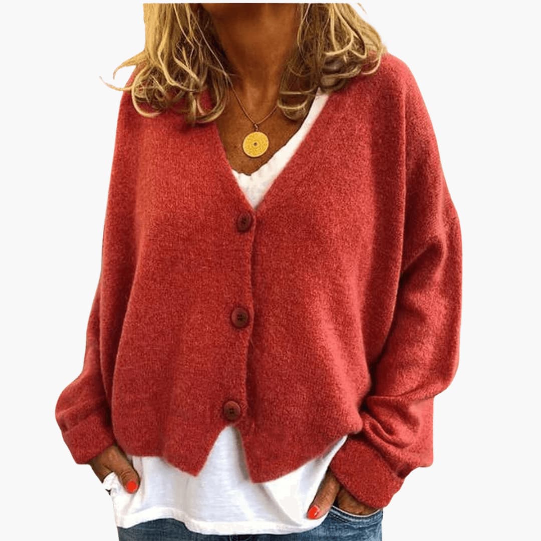 Sixtine - Dames gebreide cardigan met knopen in een casual zachte pasvorm