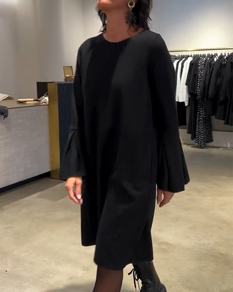 Jovalinne - Casual Jurk met Uitlopende Mouwen