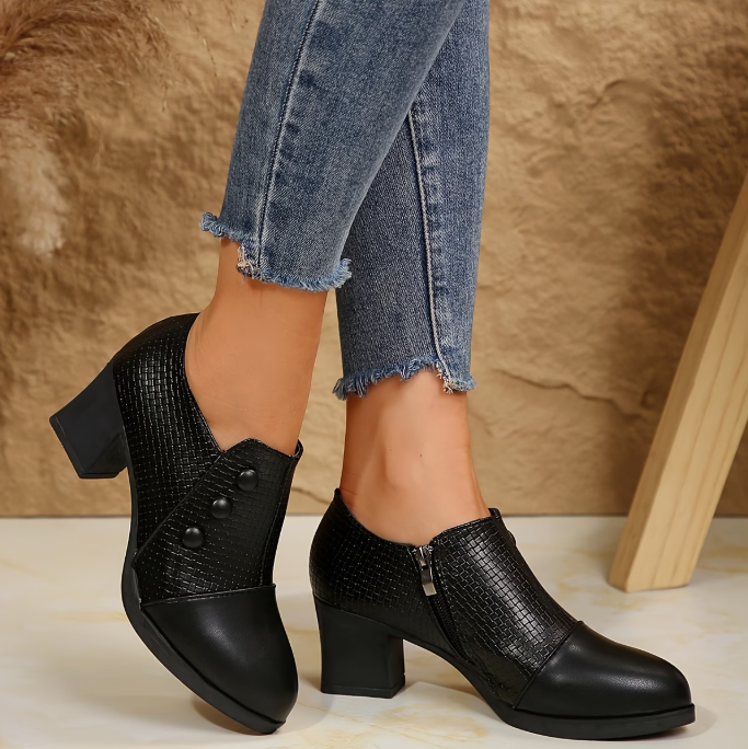 Riëtte - Dames pumps met blokhak en rits