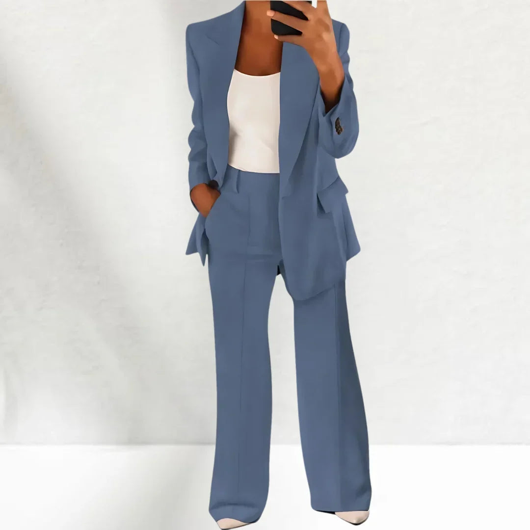 Marlou - Damespak met blazer en wijde broek