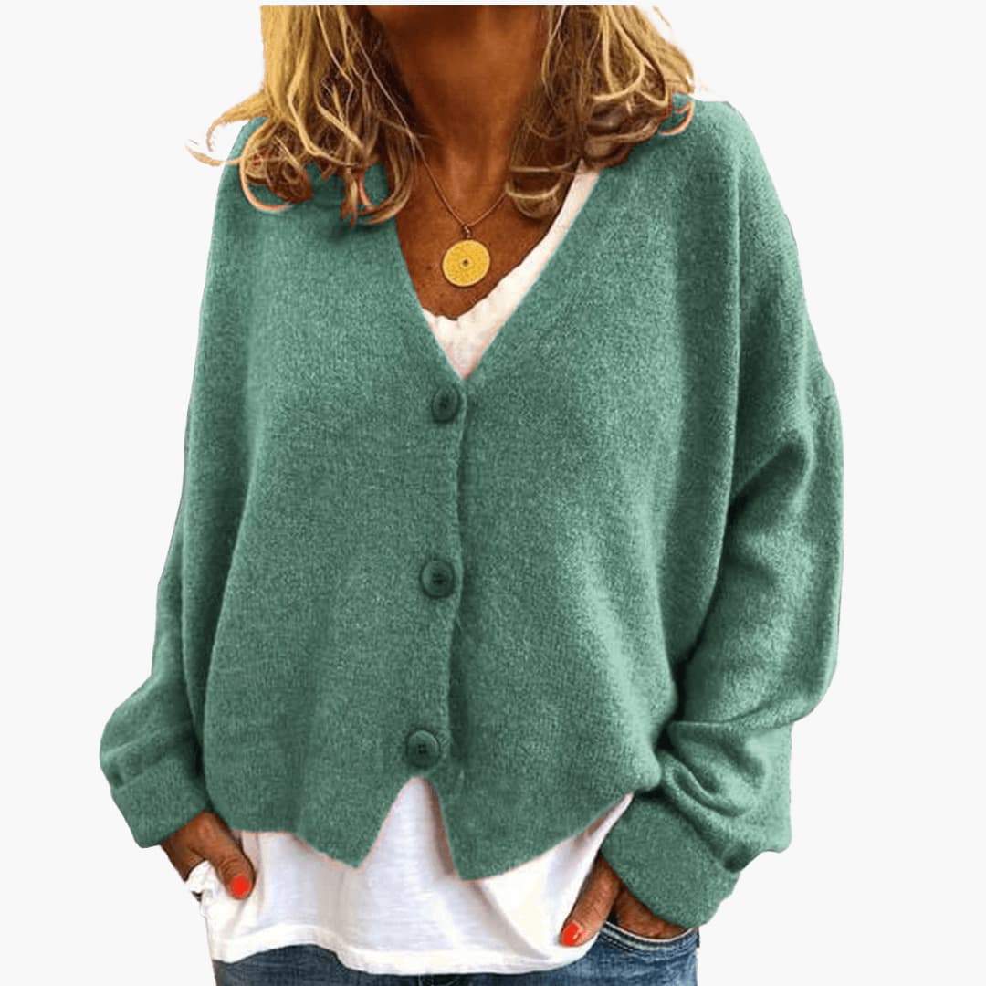 Sixtine - Dames gebreide cardigan met knopen in een casual zachte pasvorm