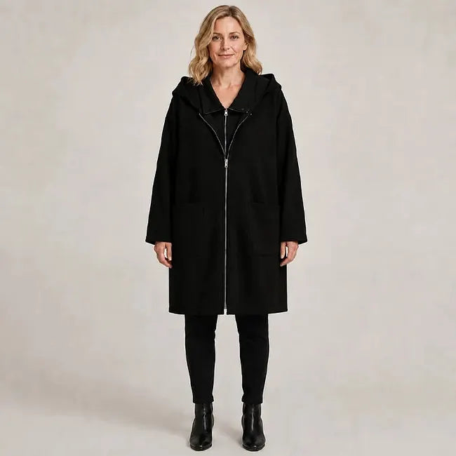 Éléane - Halflange damesjas met capuchon en rits