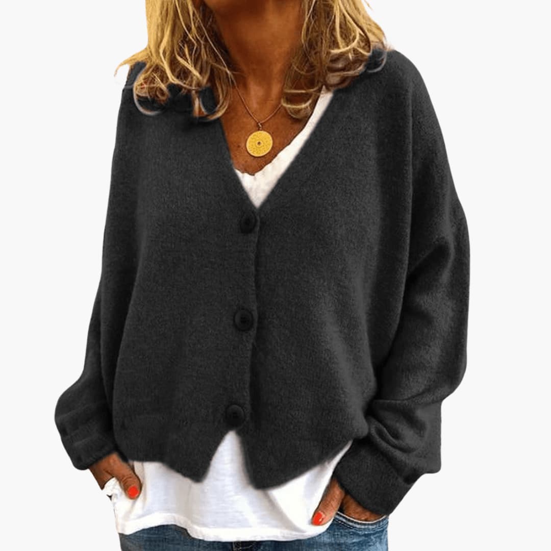 Sixtine - Dames gebreide cardigan met knopen in een casual zachte pasvorm
