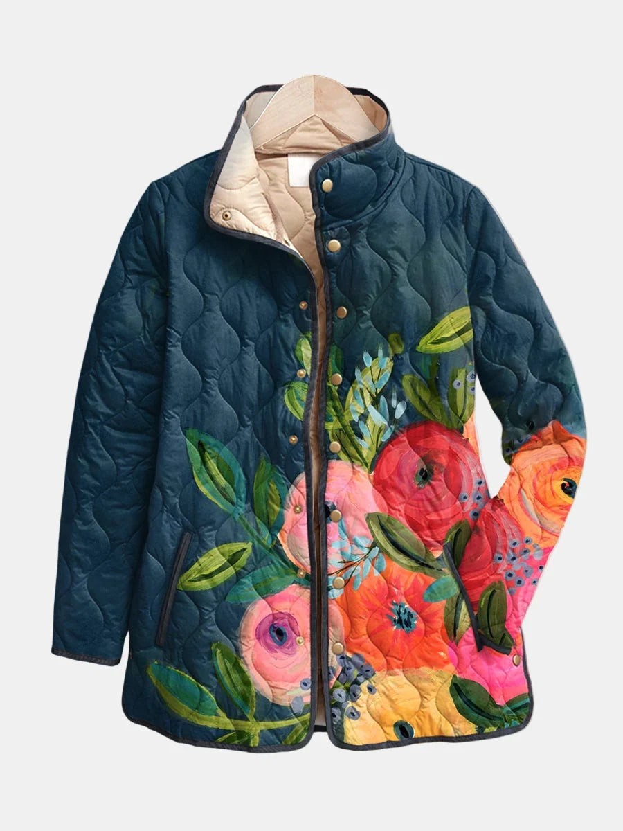 Mahaut - Dames gewatteerde jas met bloemenprint voor het tussenseizoen