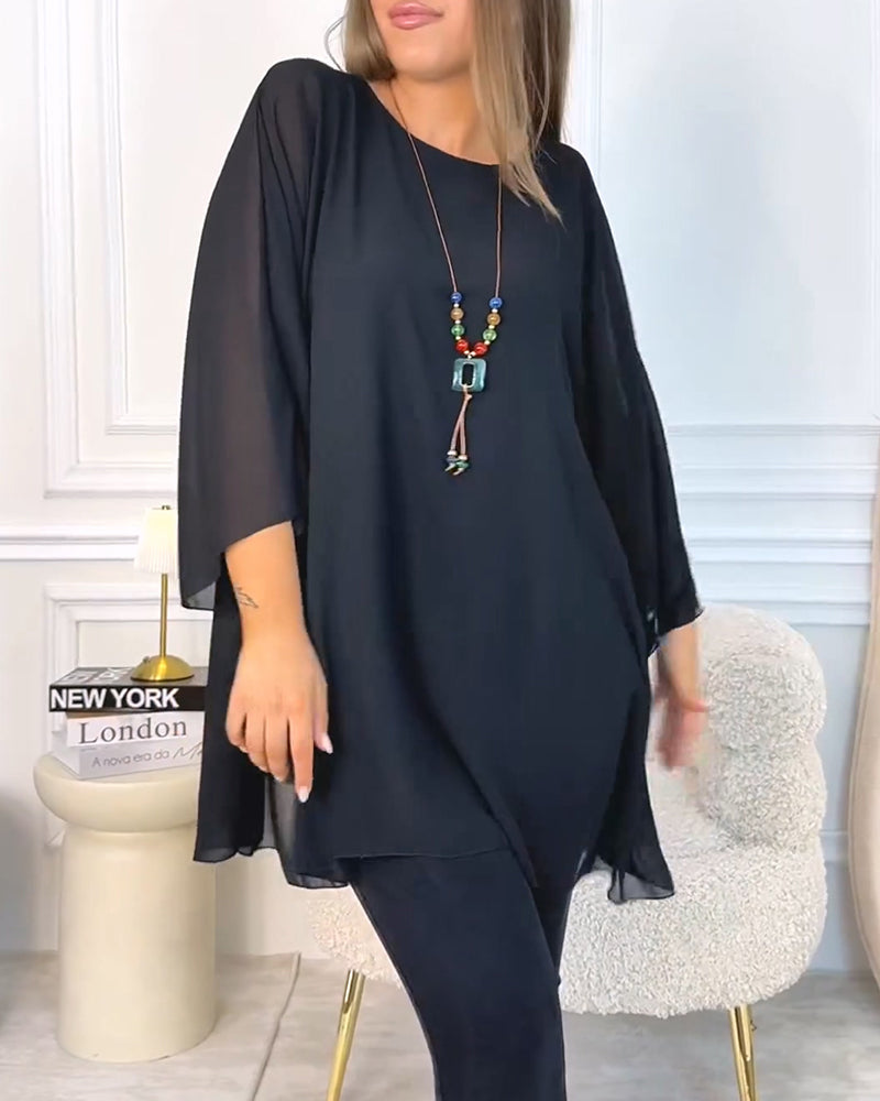 Ingeborg - Ruim T-shirt met Ronde Hals en 3/4 Mouwen voor Dames
