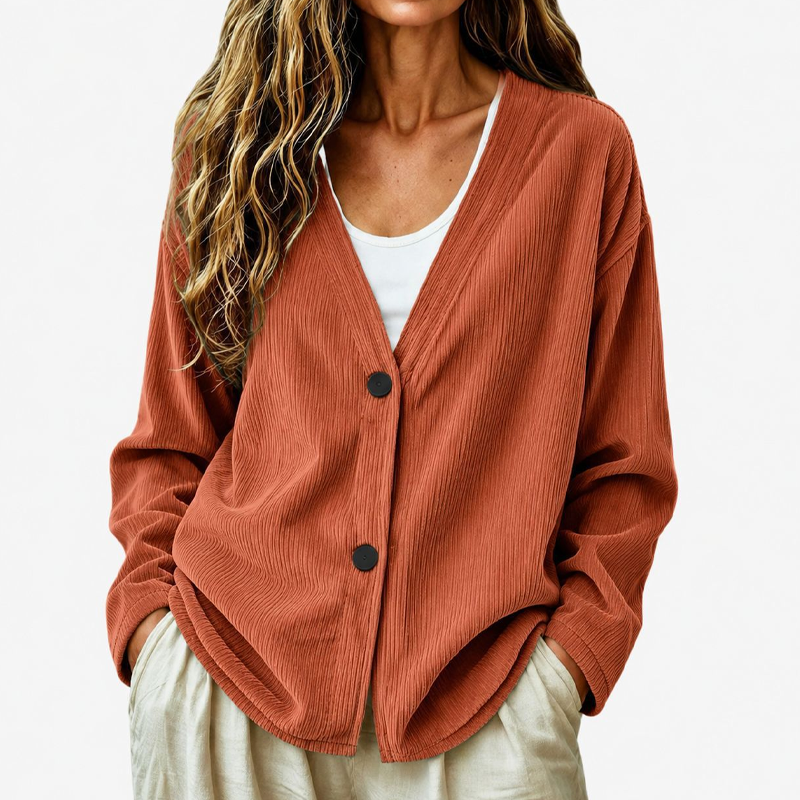 Priscilla - Dames cardigan met V-hals en ruime pasvorm