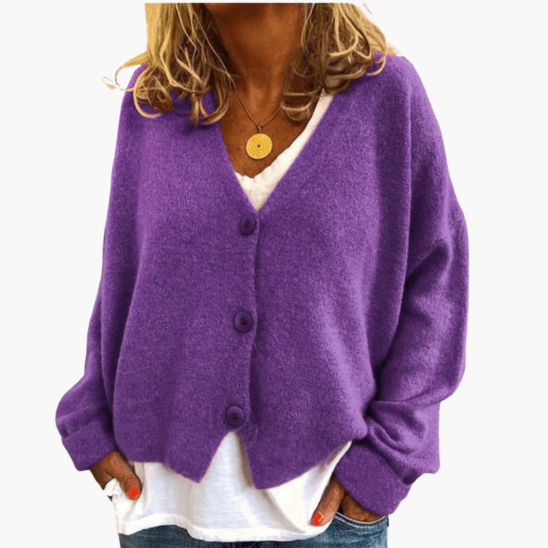 Sixtine - Dames gebreide cardigan met knopen in een casual zachte pasvorm