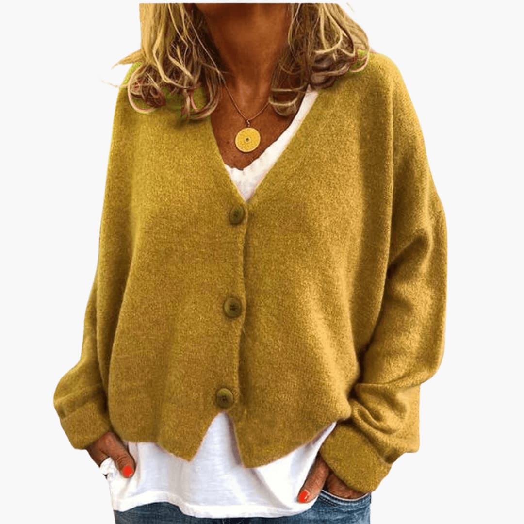 Sixtine - Dames gebreide cardigan met knopen in een casual zachte pasvorm