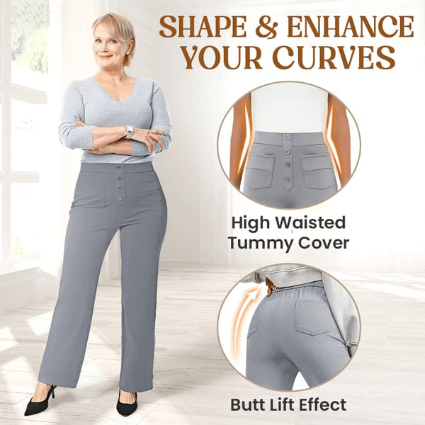 Nara - Hoge stretch - rechte broek met hoge taille