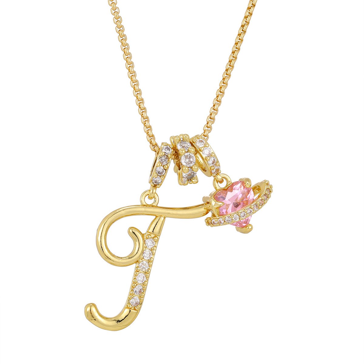 Carmelle - Initialen Ketting Met Roze Hartje