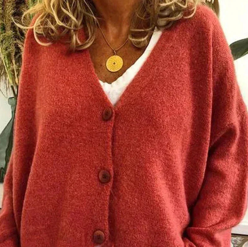 Sixtine - Dames gebreide cardigan met knopen in een casual zachte pasvorm