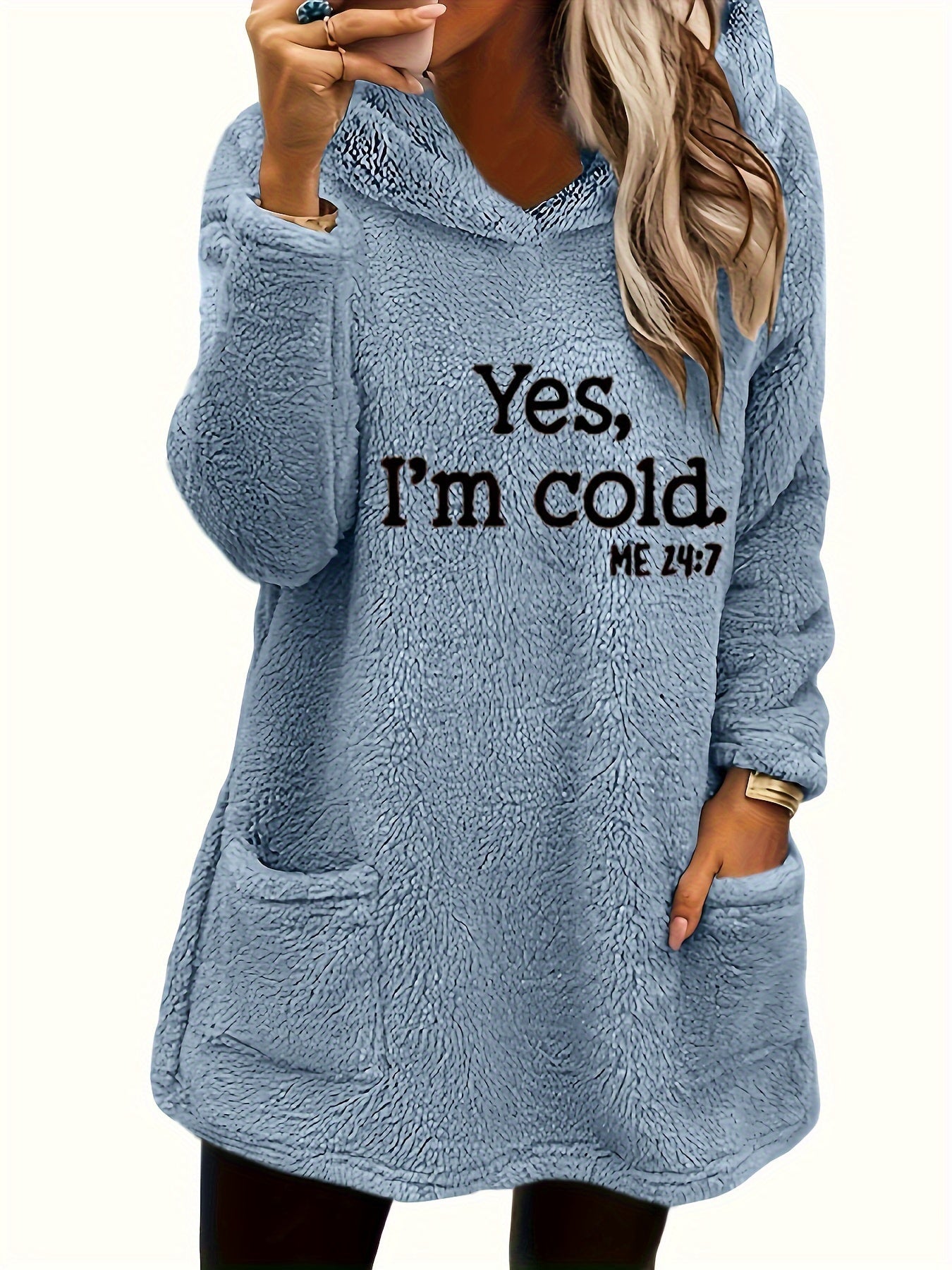 Marilina - Sweatshirt van Pluche met Hoodie en Print