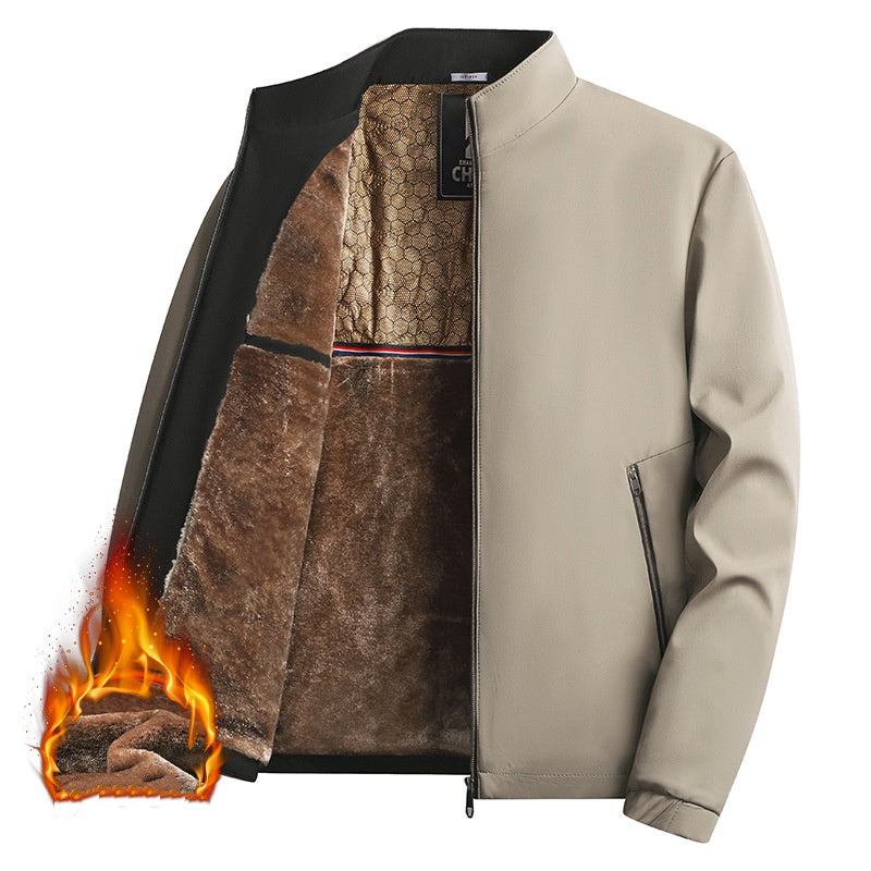 Jacob - Heren warme zip-up jas met beschermende hoge kraag