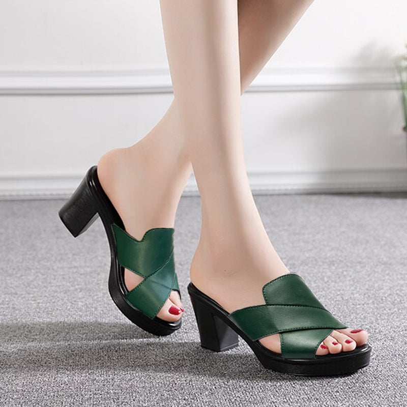 Izyra - Dames Sandalen Comfort Met Dikke Zool Gemiddelde Hak Dagelijkse Stijl