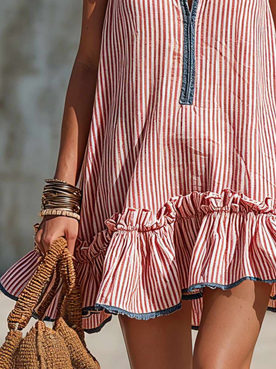 Merova - Mini jurk met halterhals en volantdetails