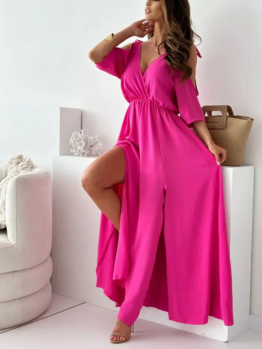 Rovenza - Maxi jurk voor dames met blote schouders en elegante split