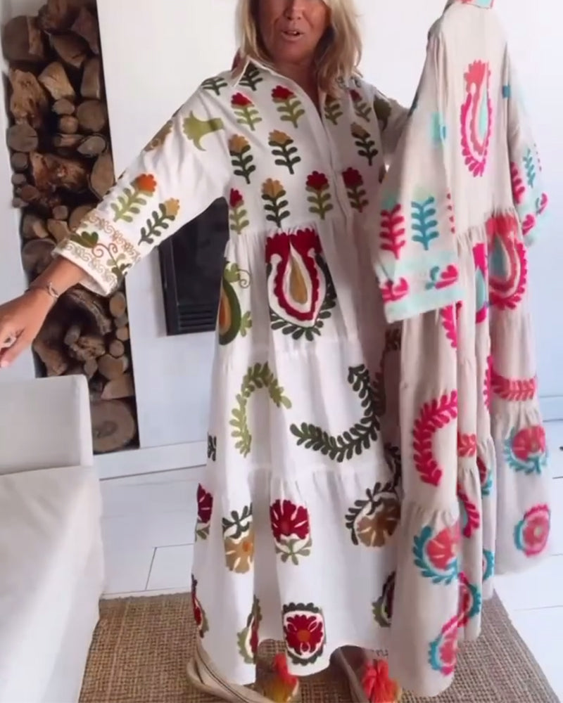 Gracina - Grafische jurk met bloemenprint