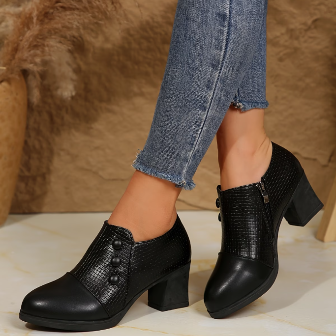 Riëtte - Dames pumps met blokhak en rits