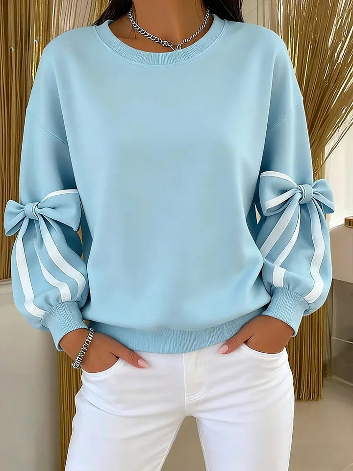Fioravelle - Sweatshirt met Ronde Hals en Geknoopte Mouwen