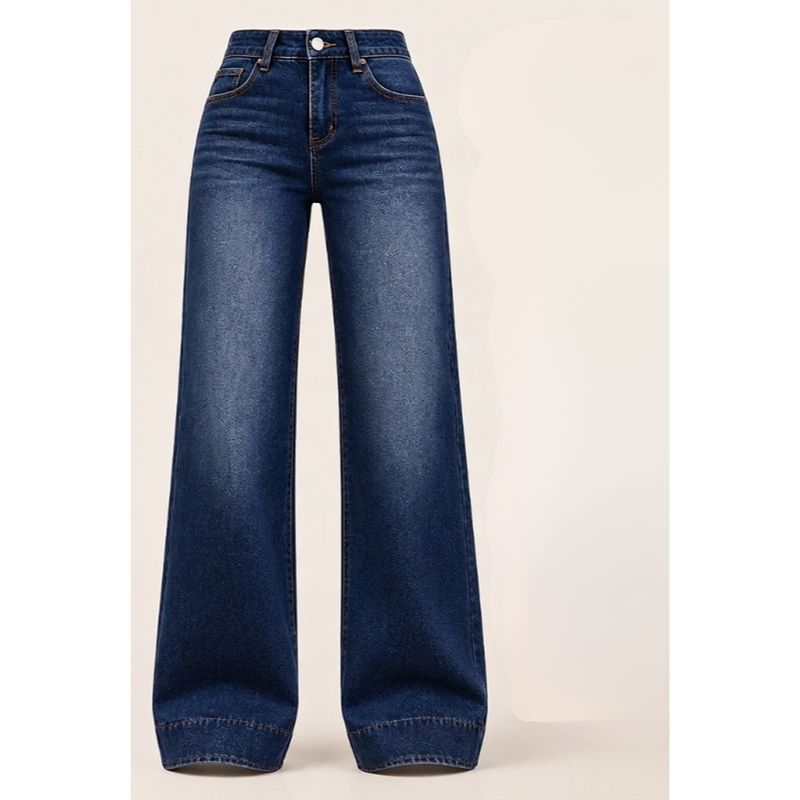 Azeline - Hoge taille dames jeans met wijde pijpen in casual denim stijl