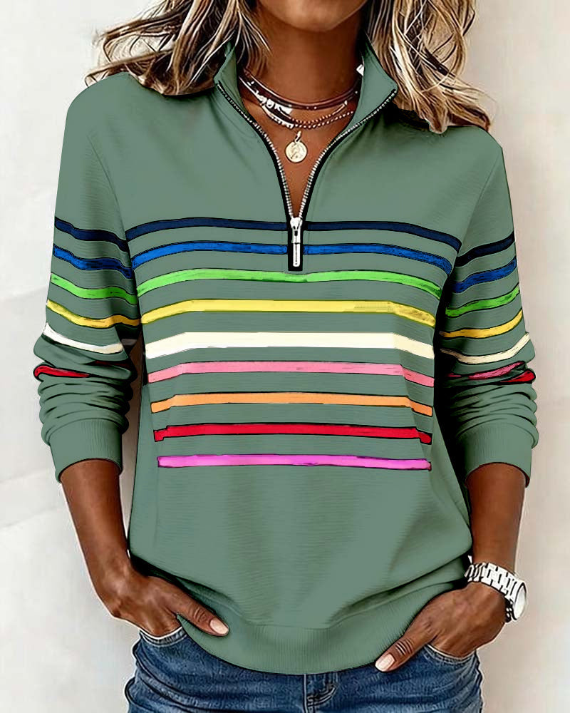 Isavelline - Casual Sweatshirt met Kleurige Strepen
