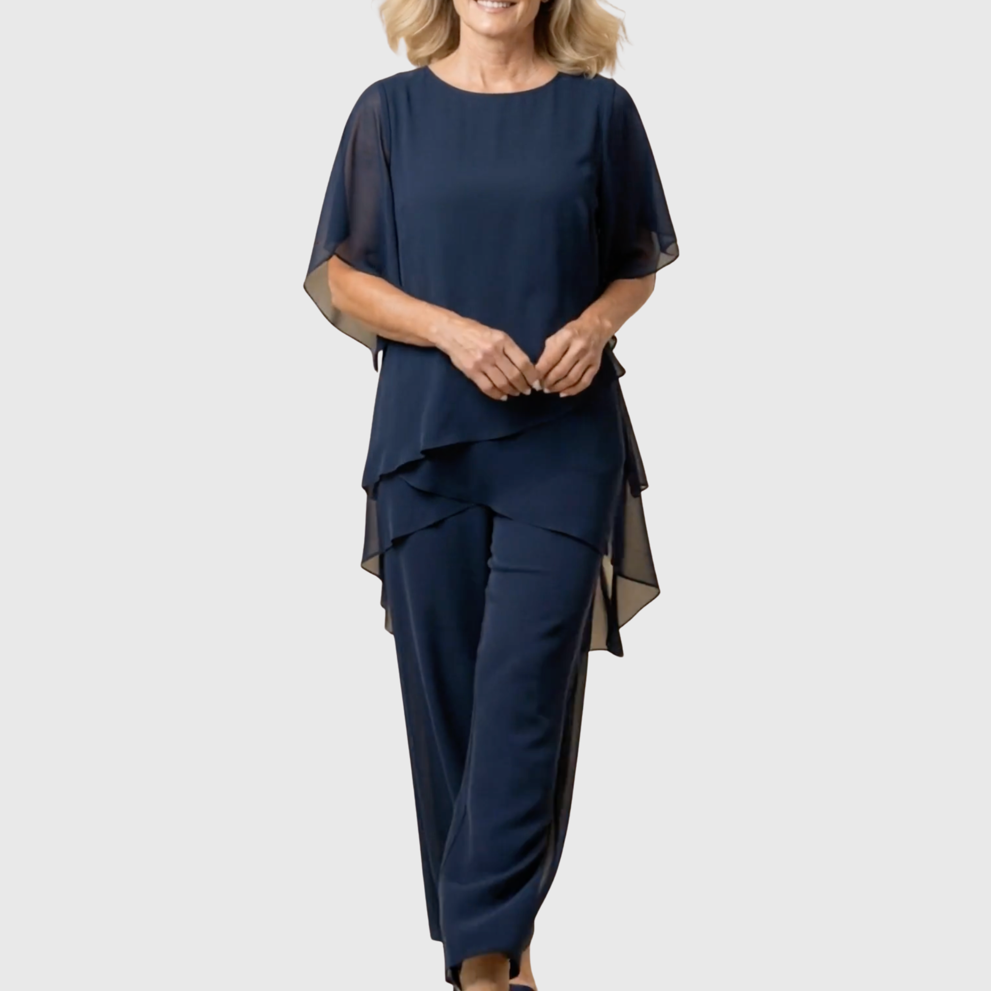 Fosira - Elegante Dames Set met Drapé Palazzo Broek