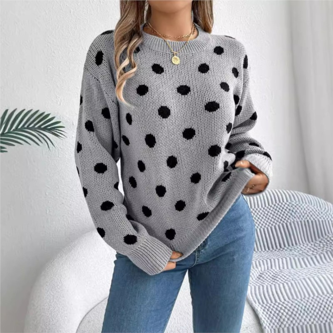 Maud - Elegante en Comfortabele Gebreide Trui met Stippen