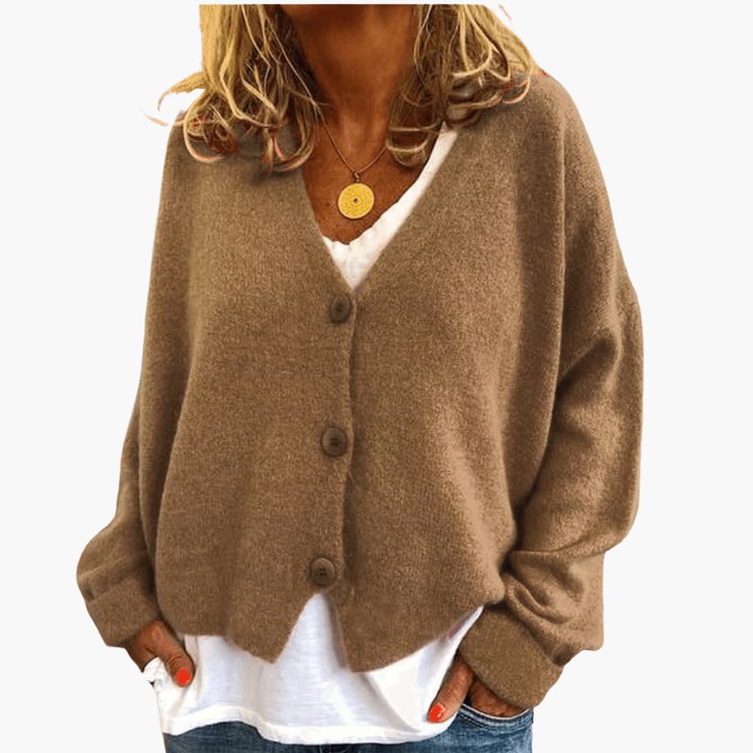 Sixtine - Dames gebreide cardigan met knopen in een casual zachte pasvorm