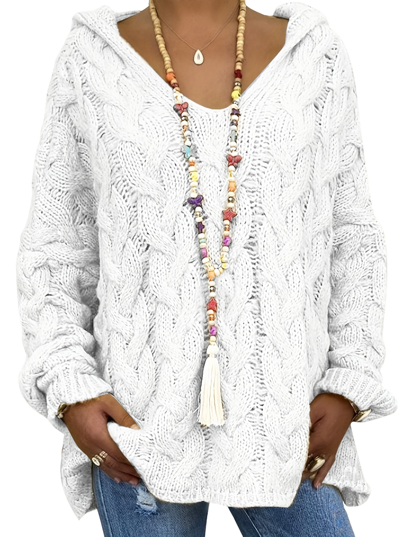 Oralivanne - Elegante Textured Trui met V-hals