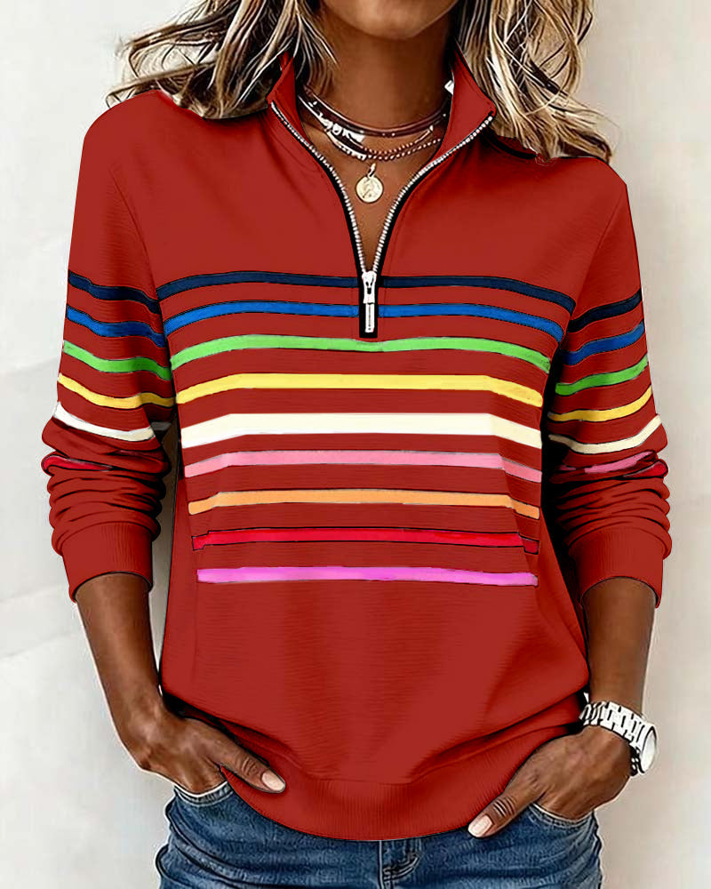 Isavelline - Casual Sweatshirt met Kleurige Strepen