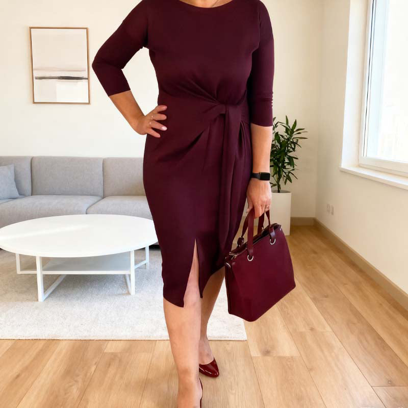 Marialisse - Elegante Midi-Jurk met Strik en Chique Split