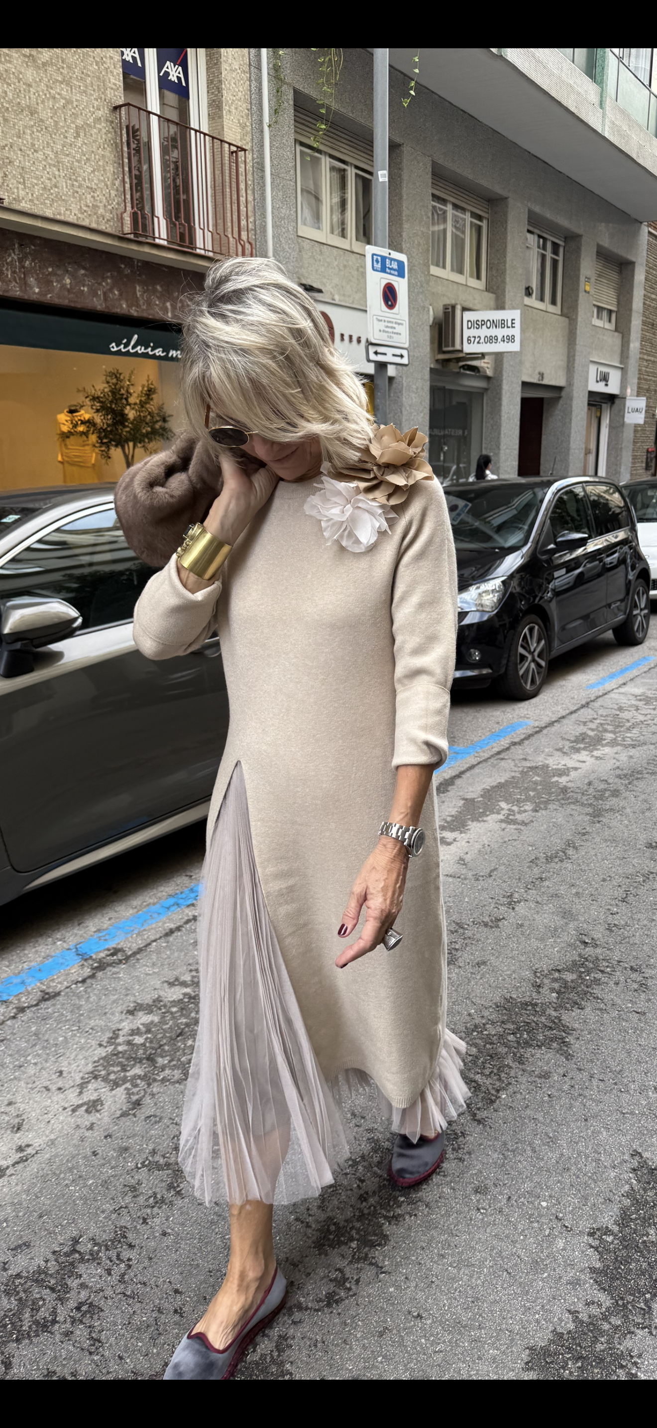 Gwenirra - Elegante Gebreide Tule Jurk