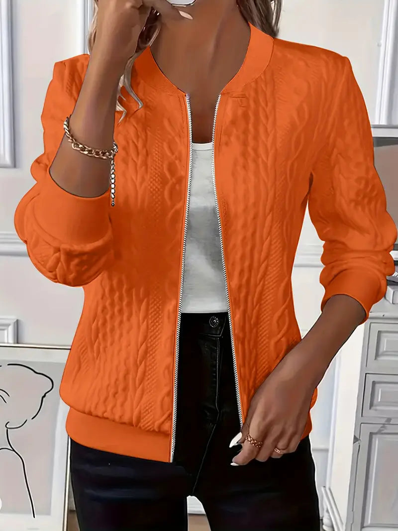 Elanisse - Casual damesjas met baseballkraag, ritssluiting, gestructureerde stof