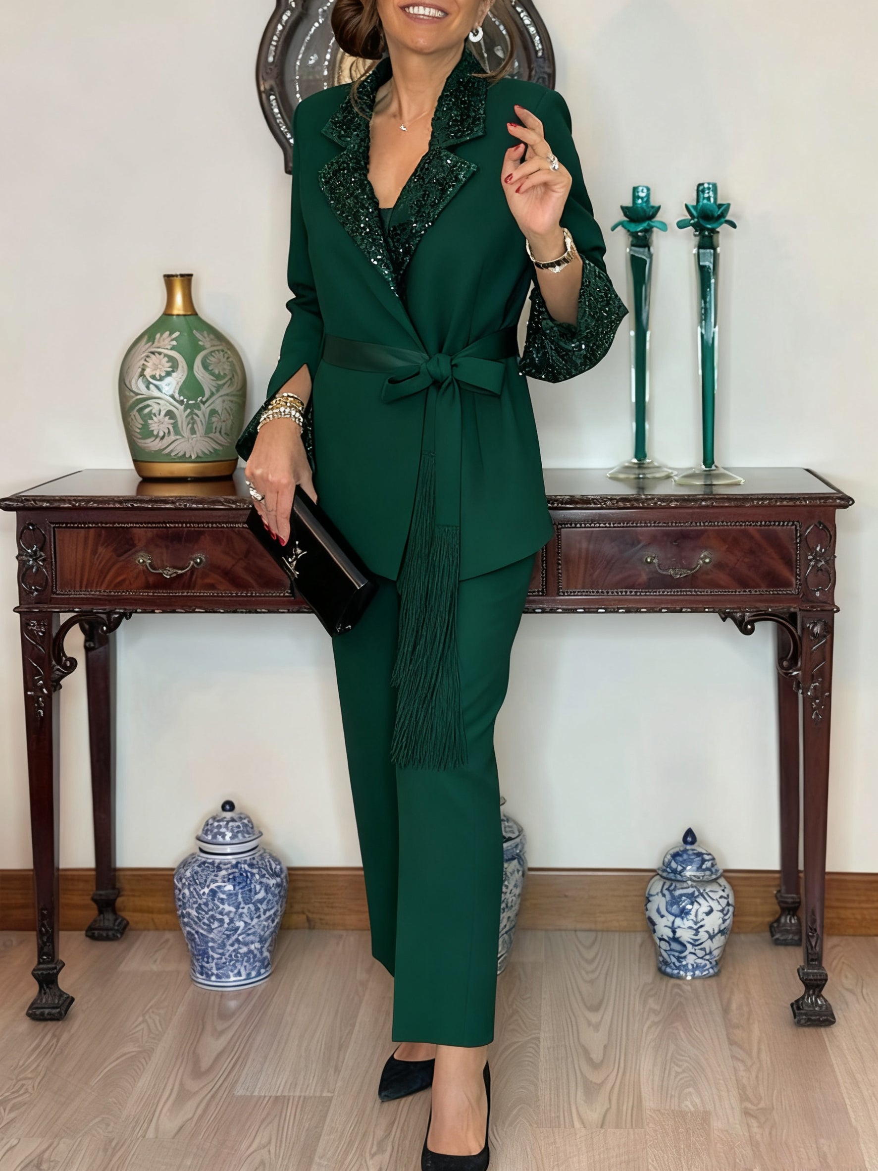 Dorinelle - Chic Set Blazer en Pantalon met Pailletten
