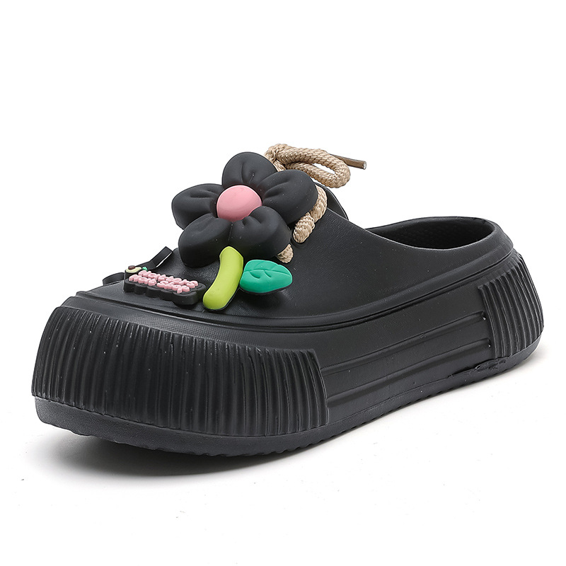 Auralie - Ademende pantoffels met bloemendecoratie